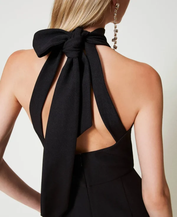 Combinaisons | Robes De Cérémonie*TWINSET Milano Combinaison Avec Encolure Américaine En Crêpe Cady Noir
