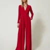 Robes Longues | Combinaisons*TWINSET Milano Combinaison En Crêpe Plissé Avec Boutons Rouge Vénitien
