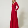 Robes Longues | Combinaisons*TWINSET Milano Combinaison En Crêpe Plissé Avec Boutons Rouge Vénitien