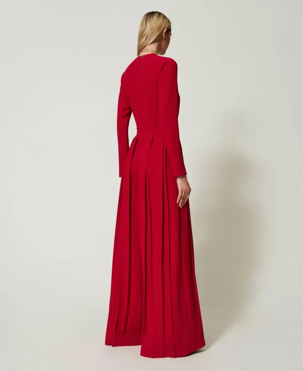 Robes Longues | Combinaisons*TWINSET Milano Combinaison En Crêpe Plissé Avec Boutons Rouge Vénitien