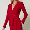 Robes Longues | Combinaisons*TWINSET Milano Combinaison En Crêpe Plissé Avec Boutons Rouge Vénitien