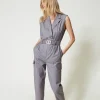 combinaison_raye_avec_cei_2.webp Combinaisons | Robes Longues*TWINSET Milano Combinaison Rayée Avec Ceinture Gris Chiné Rayure Neige