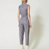 combinaison_raye_avec_cei_4.webp Combinaisons | Robes Longues*TWINSET Milano Combinaison Rayée Avec Ceinture Gris Chiné Rayure Neige