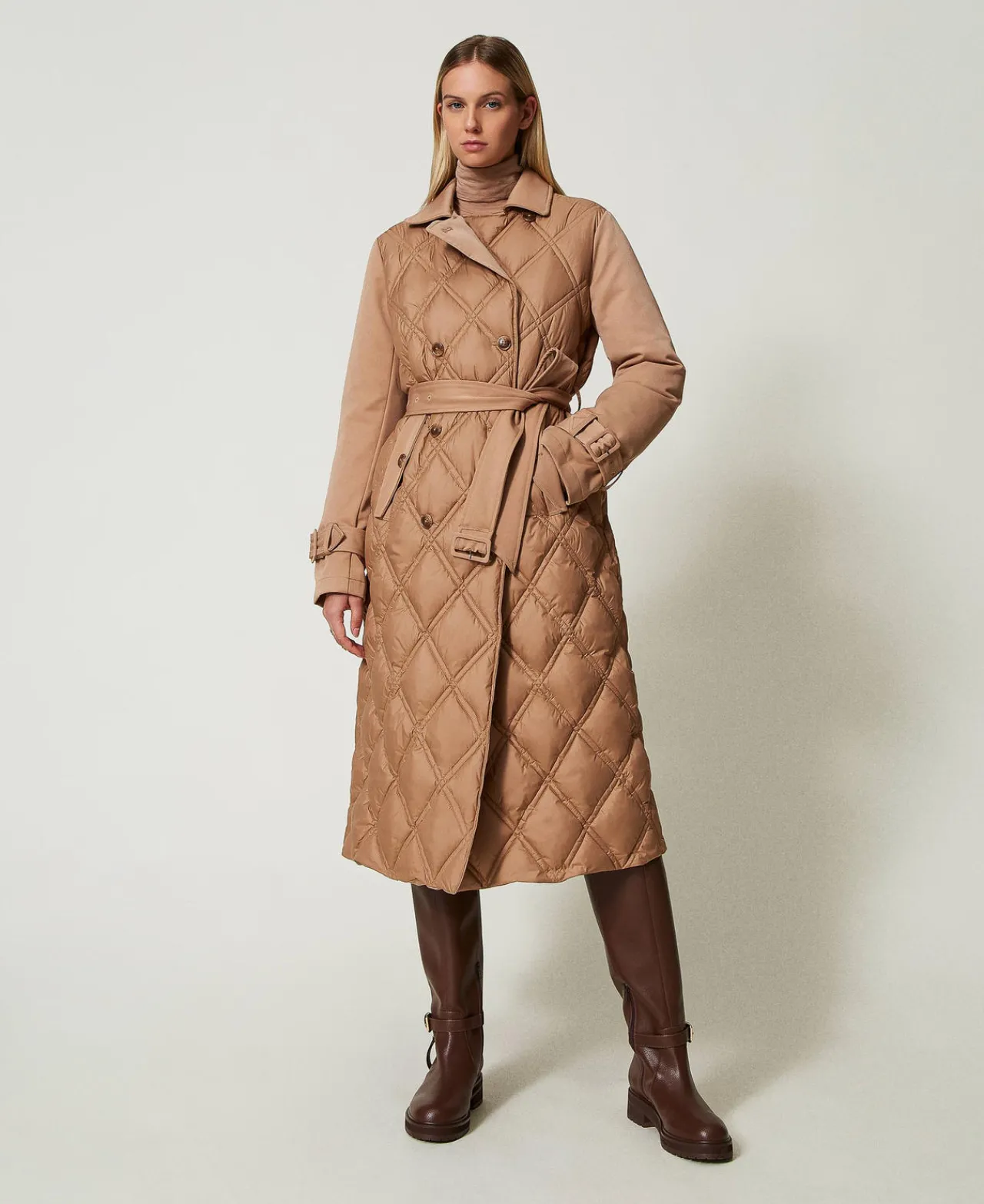 Blousons Et Doudounes*TWINSET Milano Doudoune Croisée Matelassée Beige Foncé
