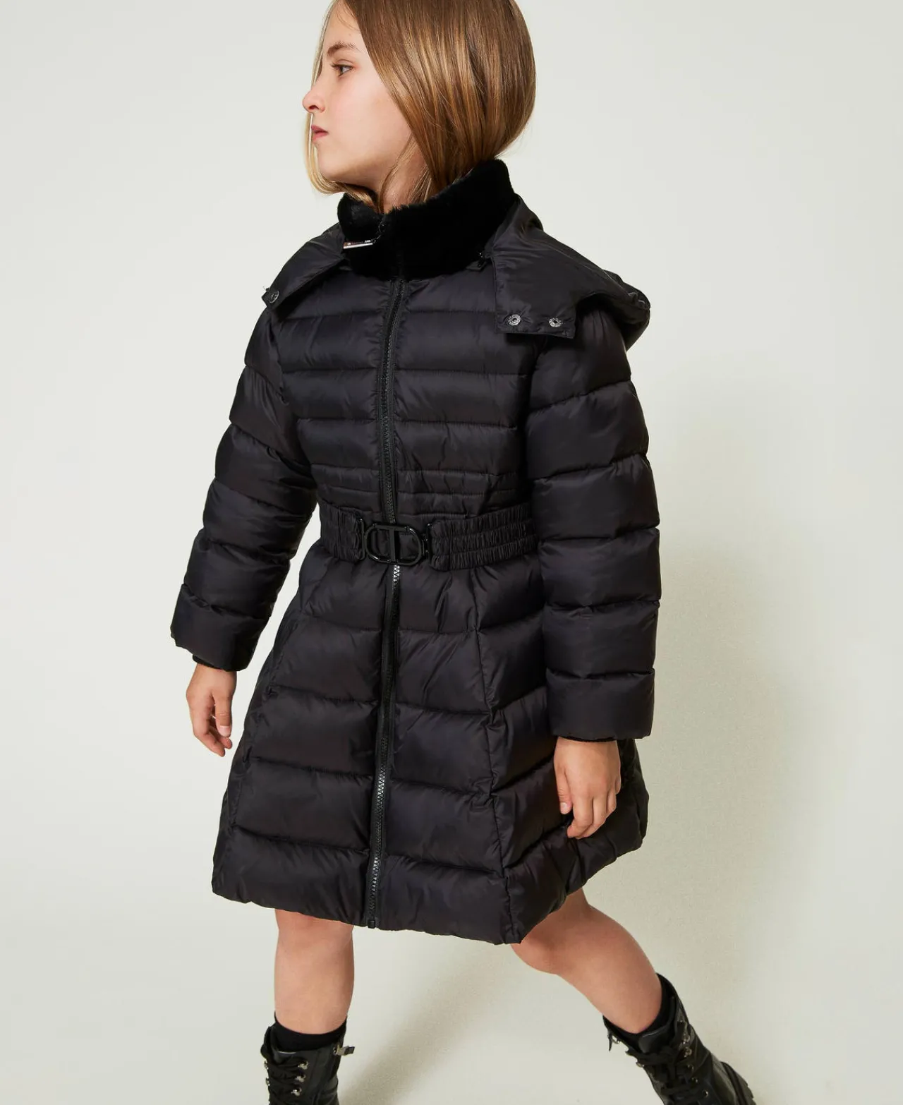 Blousons Et Manteaux*TWINSET Milano Doudoune Matelassée Avec Ceinture Oval T Noir