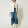 Blousons Et Doudounes*TWINSET Milano Doudoune Matelassée Avec Manches En Maille Blanc « Old White »