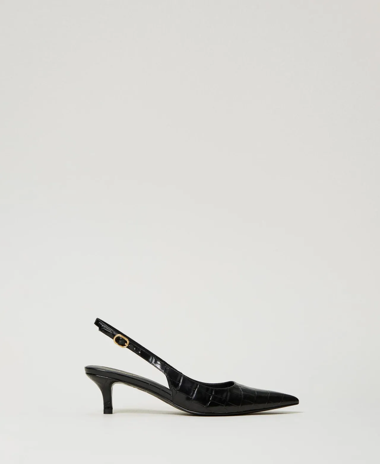 Chaussures À Talons | Escarpins Et Sandales*TWINSET Milano Escarpins Slingbacks Avec Imprimé Croco Noir