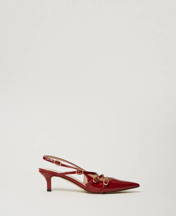 Chaussures À Talons | Escarpins Et Sandales*TWINSET Milano Escarpins Slingbacks Vernis Avec Brides Rouge Pompéien
