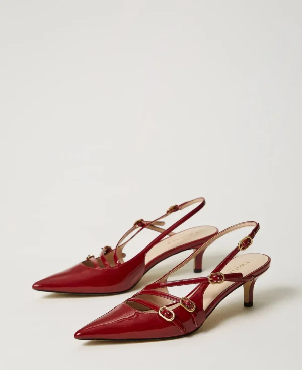 Chaussures À Talons | Escarpins Et Sandales*TWINSET Milano Escarpins Slingbacks Vernis Avec Brides Rouge Pompéien