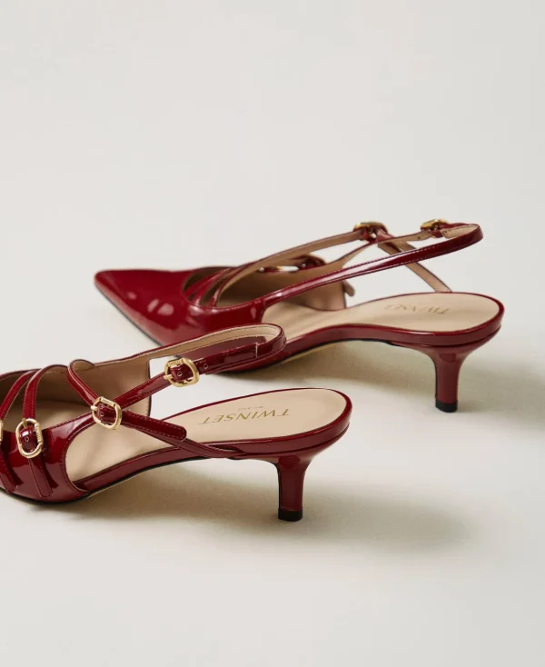 Chaussures À Talons | Escarpins Et Sandales*TWINSET Milano Escarpins Slingbacks Vernis Avec Brides Rouge Pompéien