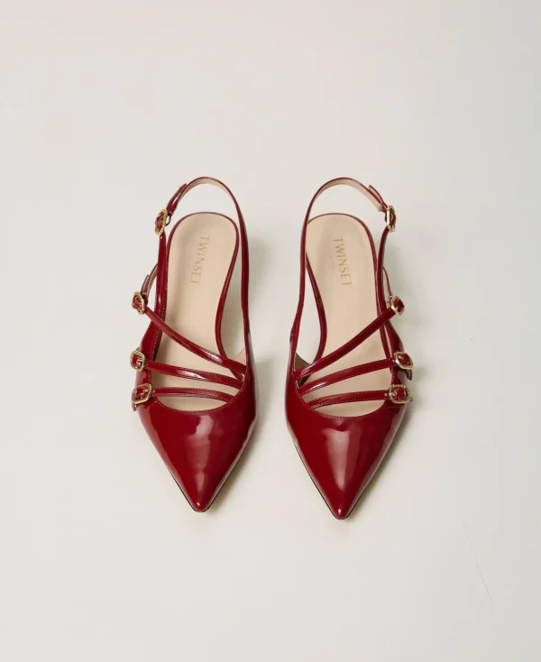 Chaussures À Talons | Escarpins Et Sandales*TWINSET Milano Escarpins Slingbacks Vernis Avec Brides Rouge Pompéien
