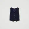 Blousons Et Doudounes | Blazers*TWINSET Milano Gilet Ajusté Rayé Avec Lurex Indigo Rayure Lurex
