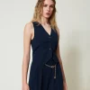 Blousons Et Doudounes | Blazers*TWINSET Milano Gilet Ajusté Rayé Avec Lurex Indigo Rayure Lurex