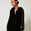 Blousons Et Doudounes*TWINSET Milano Gilet Avec Plumes Noir