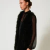Blousons Et Doudounes*TWINSET Milano Gilet Avec Plumes Noir
