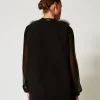 Blousons Et Doudounes*TWINSET Milano Gilet Avec Plumes Noir