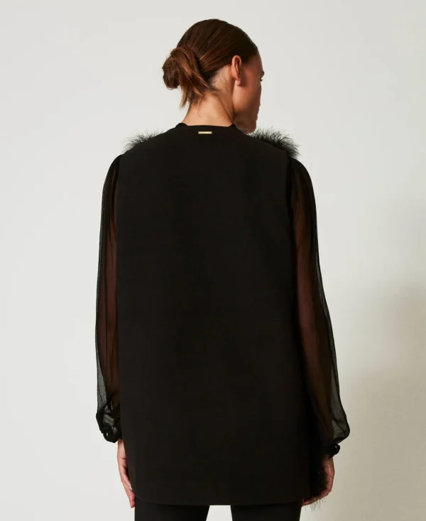 Blousons Et Doudounes*TWINSET Milano Gilet Avec Plumes Noir