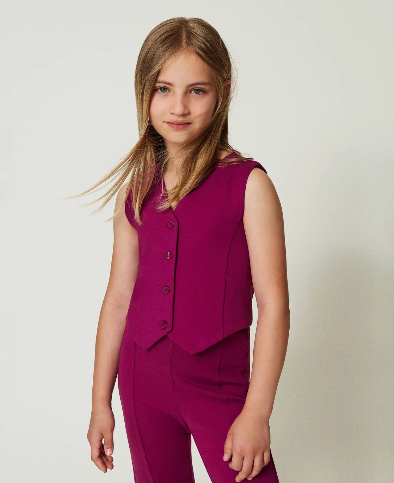 Blousons Et Manteaux*TWINSET Milano Gilet Droit Avec Boutons Assortis Magenta Purple