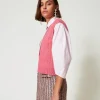 gilet_en_laine_mlange_san_3.webp Pulls Et Cardigans*TWINSET Milano Gilet En Laine Mélangée Sans Coutures Rose Cristal