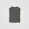 Blousons Et Doudounes*TWINSET Milano Gilet En Maille Bouclée Recyclée Gris Moyen Chiné/Lurex Clair Or