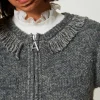 Blousons Et Doudounes*TWINSET Milano Gilet En Maille Bouclée Recyclée Gris Moyen Chiné/Lurex Clair Or