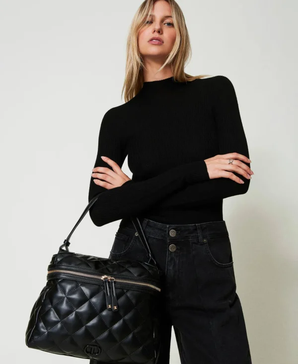 Sacs Porté Épaule | Sacs À Bandoulière*TWINSET Milano Grand Sac à Main «Cécile» Matelassé Noir