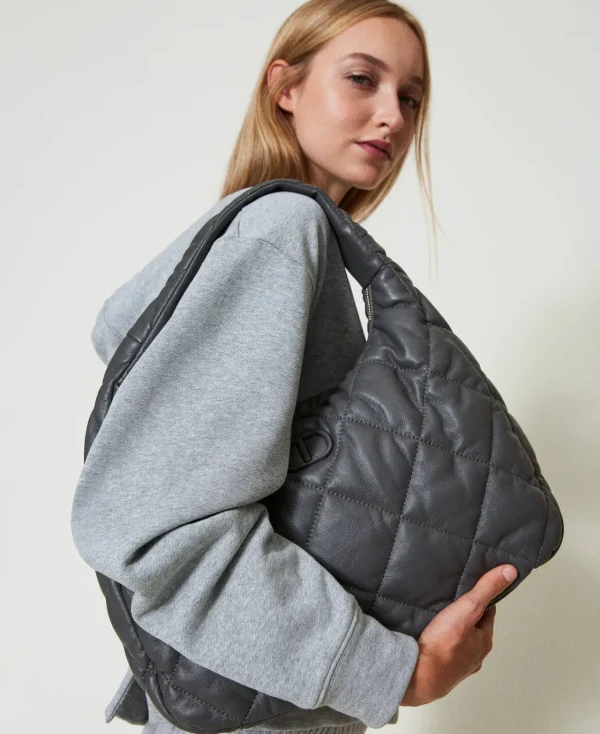 Besaces | Sacs Porté Épaule*TWINSET Milano Grande Besace Matelassée Et Rembourrée Grey Stone