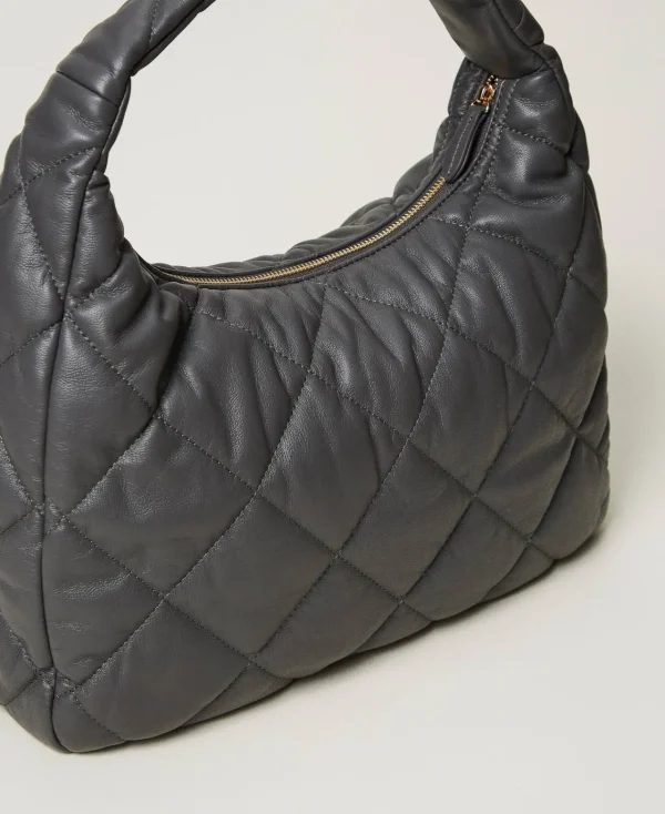 Besaces | Sacs Porté Épaule*TWINSET Milano Grande Besace Matelassée Et Rembourrée Grey Stone