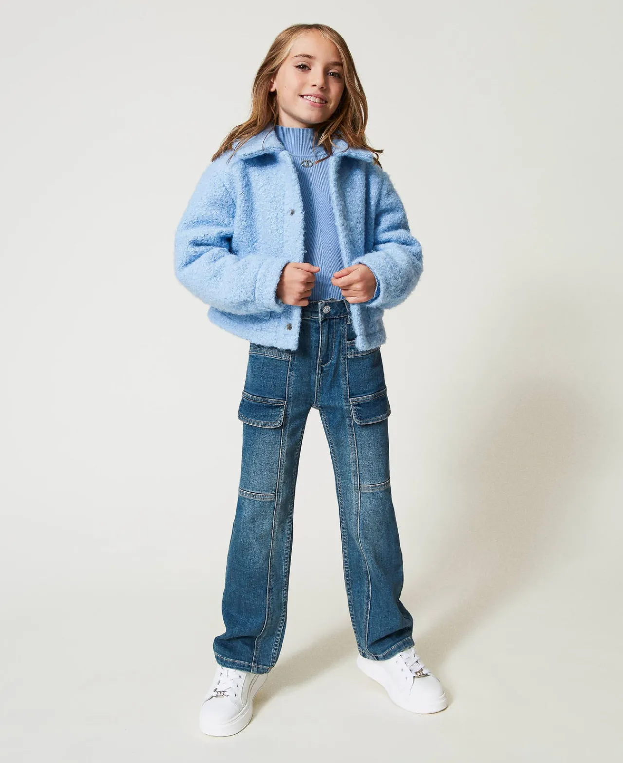 Pantalons Et Jeans*TWINSET Milano Jean Cargo Avec Poches Denim Mid Blue