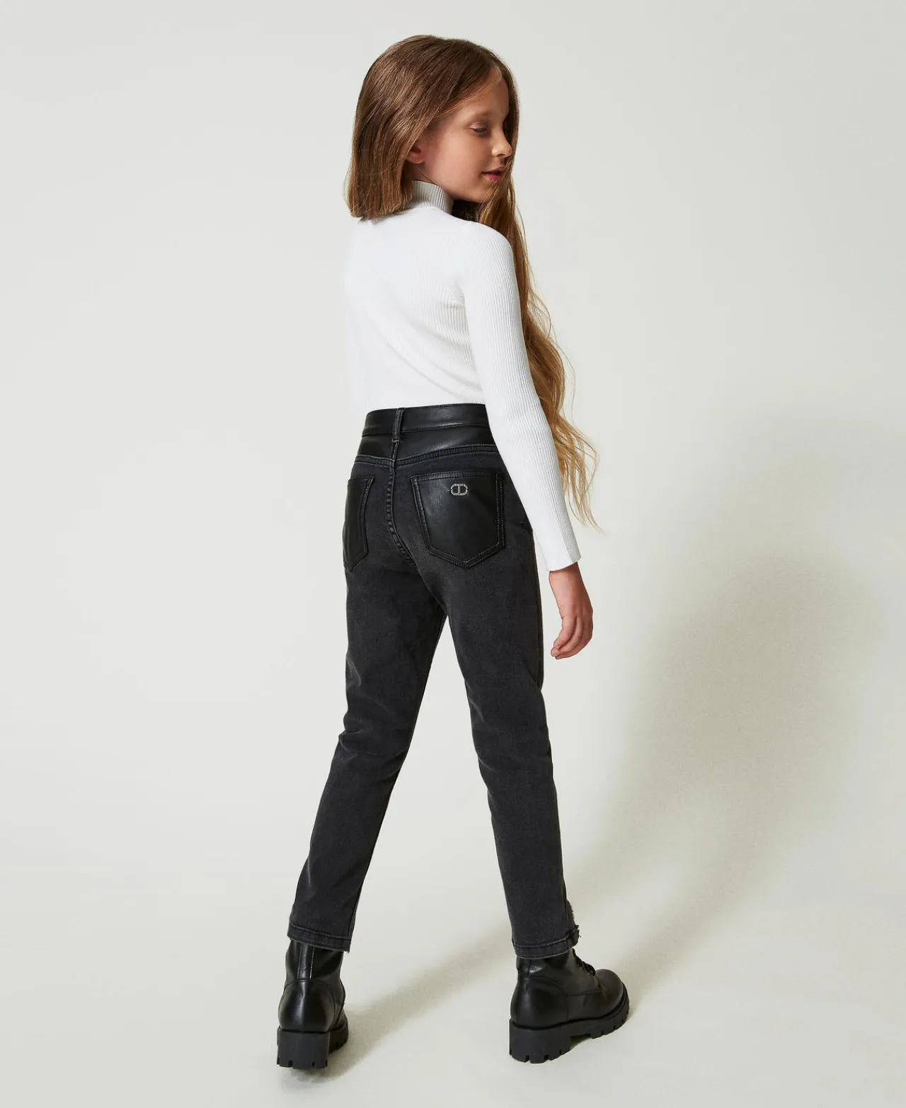Pantalons Et Jeans*TWINSET Milano Jean Skinny Avec Fentes Denim Noir Usé