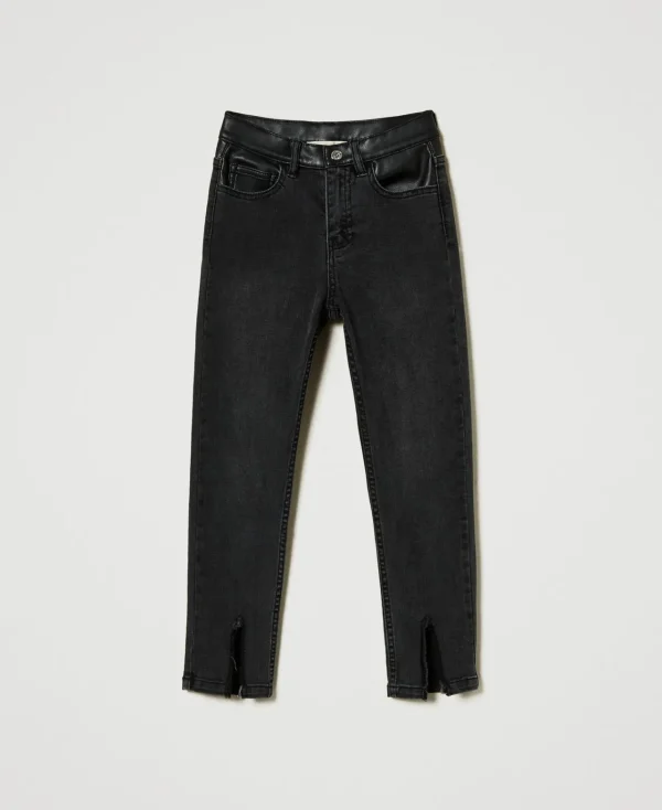 Pantalons Et Jeans*TWINSET Milano Jean Skinny Avec Fentes Denim Noir Usé