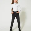 Pantalons Et Jeans*TWINSET Milano Jean Skinny Avec Fentes Denim Noir Usé