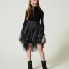 Jupes*TWINSET Milano Jupe Avec Volants En Tulle Lurex Noir
