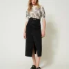 Jupes*TWINSET Milano Jupe En Jean Avec Ceinture Denim Noir
