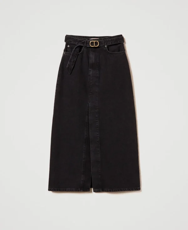 jupe_en_jean_avec_ceintur_1.webp Jupes*TWINSET Milano Jupe En Jean Avec Ceinture Denim Noir