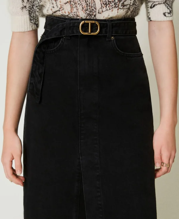 jupe_en_jean_avec_ceintur_4.webp Jupes*TWINSET Milano Jupe En Jean Avec Ceinture Denim Noir