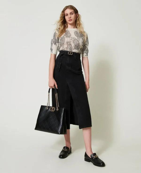 jupe_en_jean_avec_ceintur_5.webp Jupes*TWINSET Milano Jupe En Jean Avec Ceinture Denim Noir