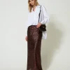 Jupes*TWINSET Milano Jupe Longue Avec Sequins All-over Chocolat