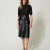 Jupes*TWINSET Milano Jupe Mi-longue Effet Cuir Noir