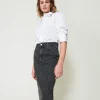 Jupes*TWINSET Milano Jupe Mi-longue En Jean Avec Strass Denim Noir