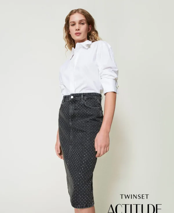 jupe_milongue_en_jean_ave_0-1.webp Jupes*TWINSET Milano Jupe Mi-longue En Jean Avec Strass Denim Noir
