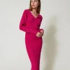 jupe_milongue_en_maille_c_0.webp Jupes*TWINSET Milano Jupe Mi-longue En Maille Côtelée Super Pink
