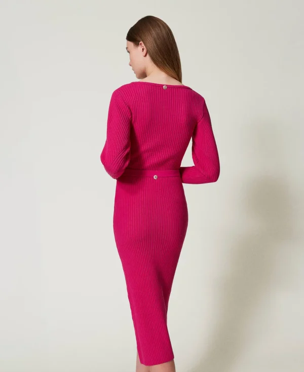 jupe_milongue_en_maille_c_3.webp Jupes*TWINSET Milano Jupe Mi-longue En Maille Côtelée Super Pink