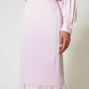 Jupes*TWINSET Milano Jupe Mi-longue En Satin Duchesse Rose « Pink Tulle »