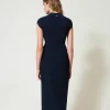 jupe_milongue_raye_avec_l_3.webp Jupes*TWINSET Milano Jupe Mi-longue Rayée Avec Lurex Indigo Rayure Lurex