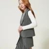 Jupes*TWINSET Milano Jupe Plissée En Flanelle Gris Moyen Mélangé