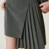 Jupes*TWINSET Milano Jupe Plissée En Flanelle Gris Moyen Mélangé
