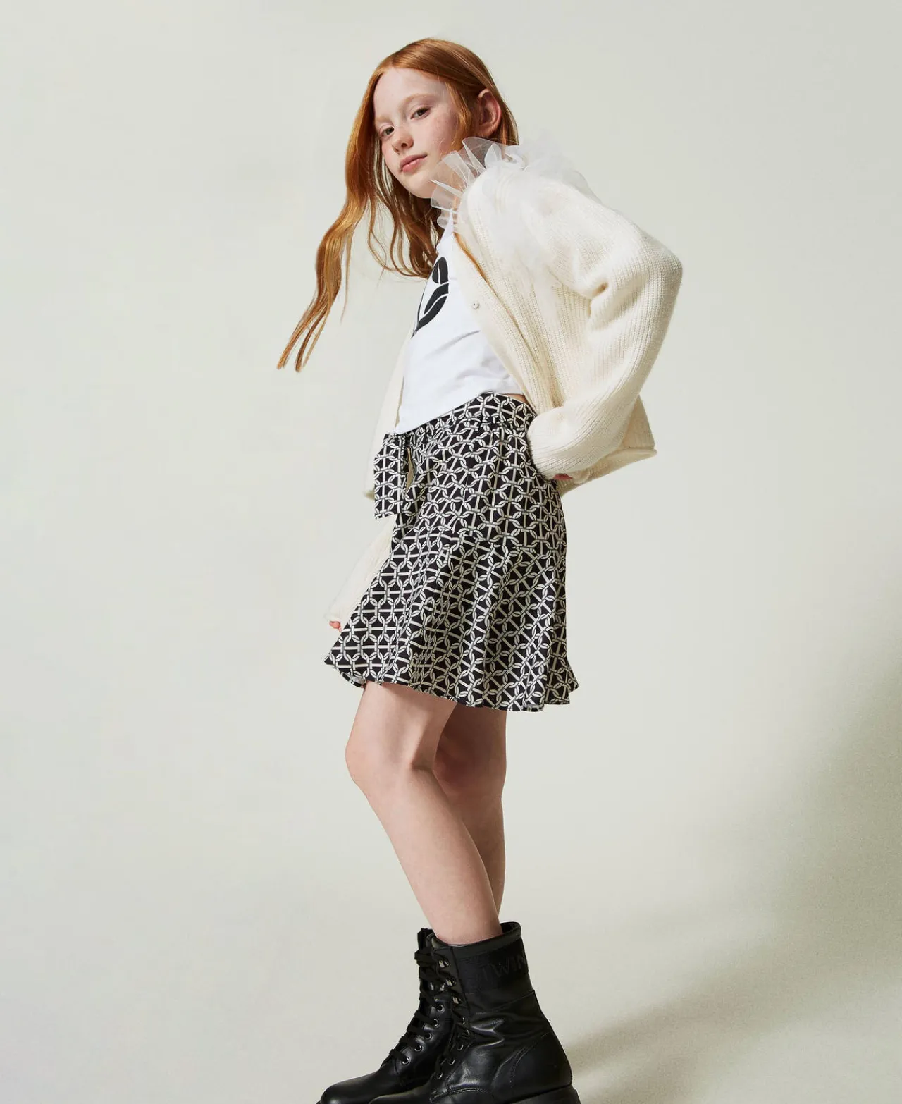 Jupes*TWINSET Milano Jupe-culotte En Crêpe De Chine Avec Imprimé Imprimé Oval T Chaîne