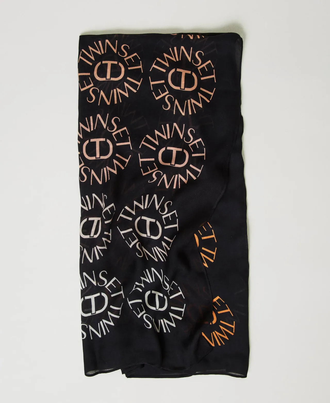 Écharpes*TWINSET Milano Keffieh Avec Imprimé Oval T Et Logo Imprimé Multicolore Oval T Noir