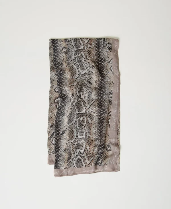 keffieh_en_crpe_georgette_0.webp Écharpes*TWINSET Milano Keffieh En Crêpe Georgette Avec Imprimé Serpent Imprimé Soft Serpent